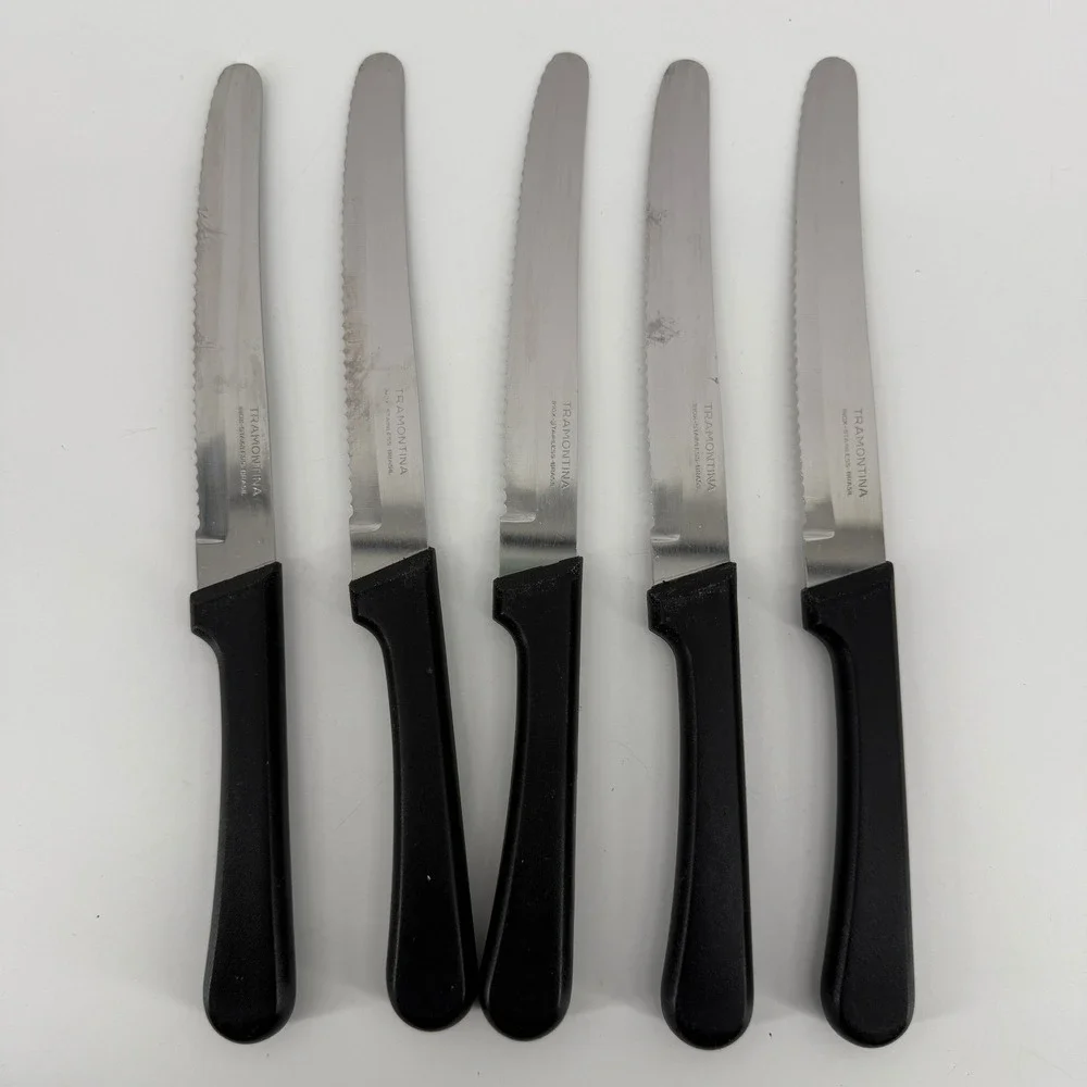 Tramontina Serrated Steak Knives Set of 5 Black Handle 9